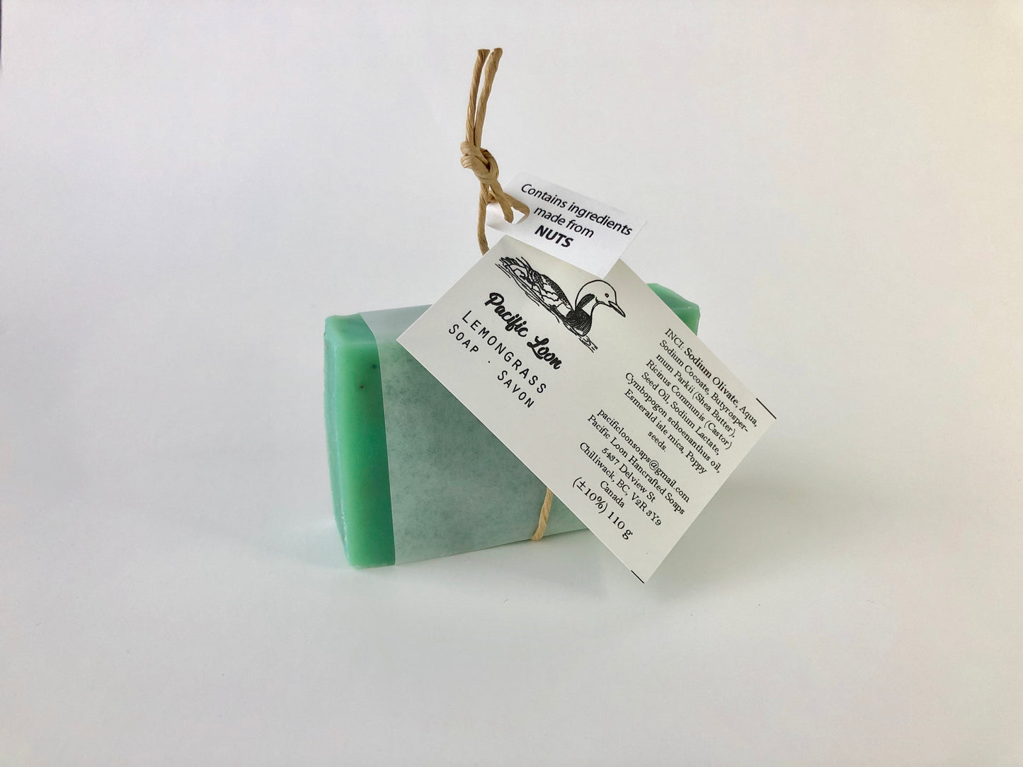 Lemongrass bar soap with poppy seeds label