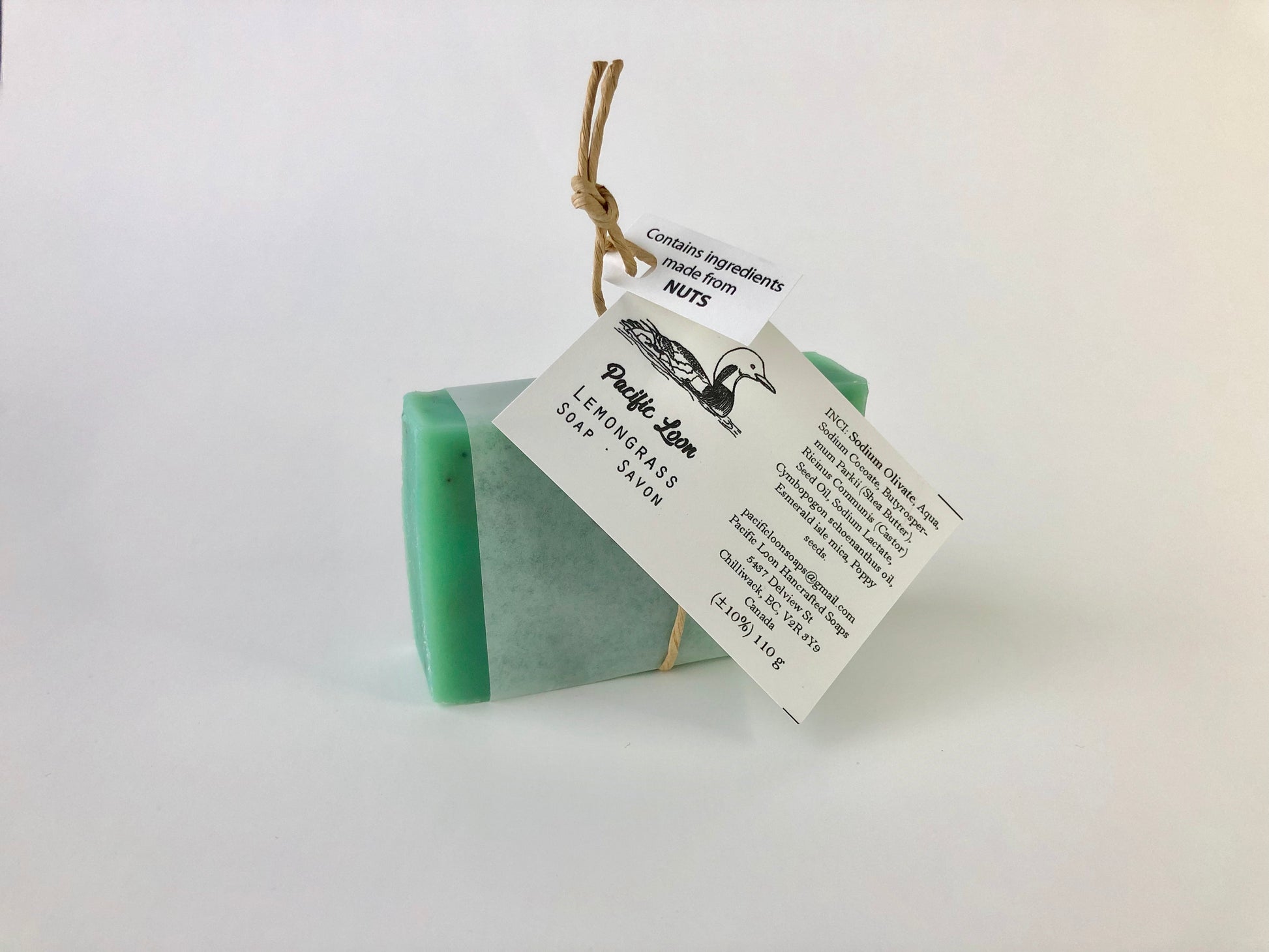 Lemongrass bar soap with poppy seeds label 